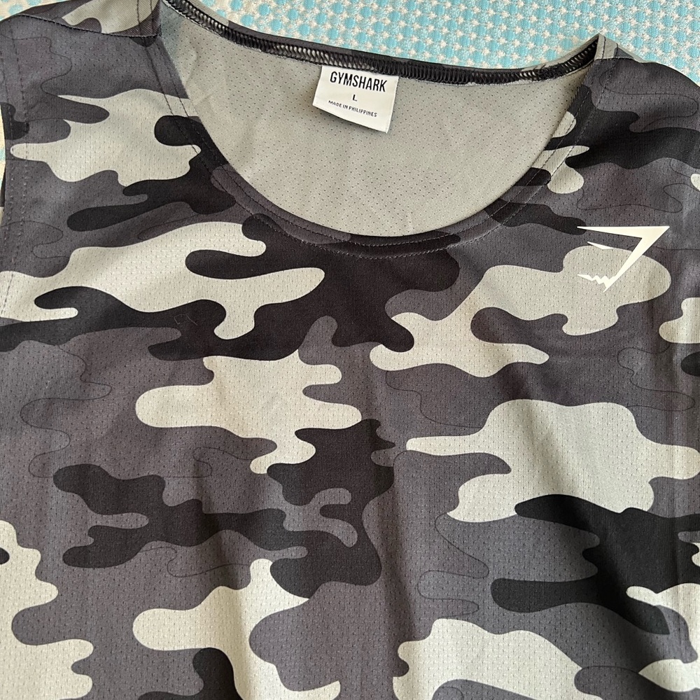 Gymshark Grey & Black Camo Muscle Tank